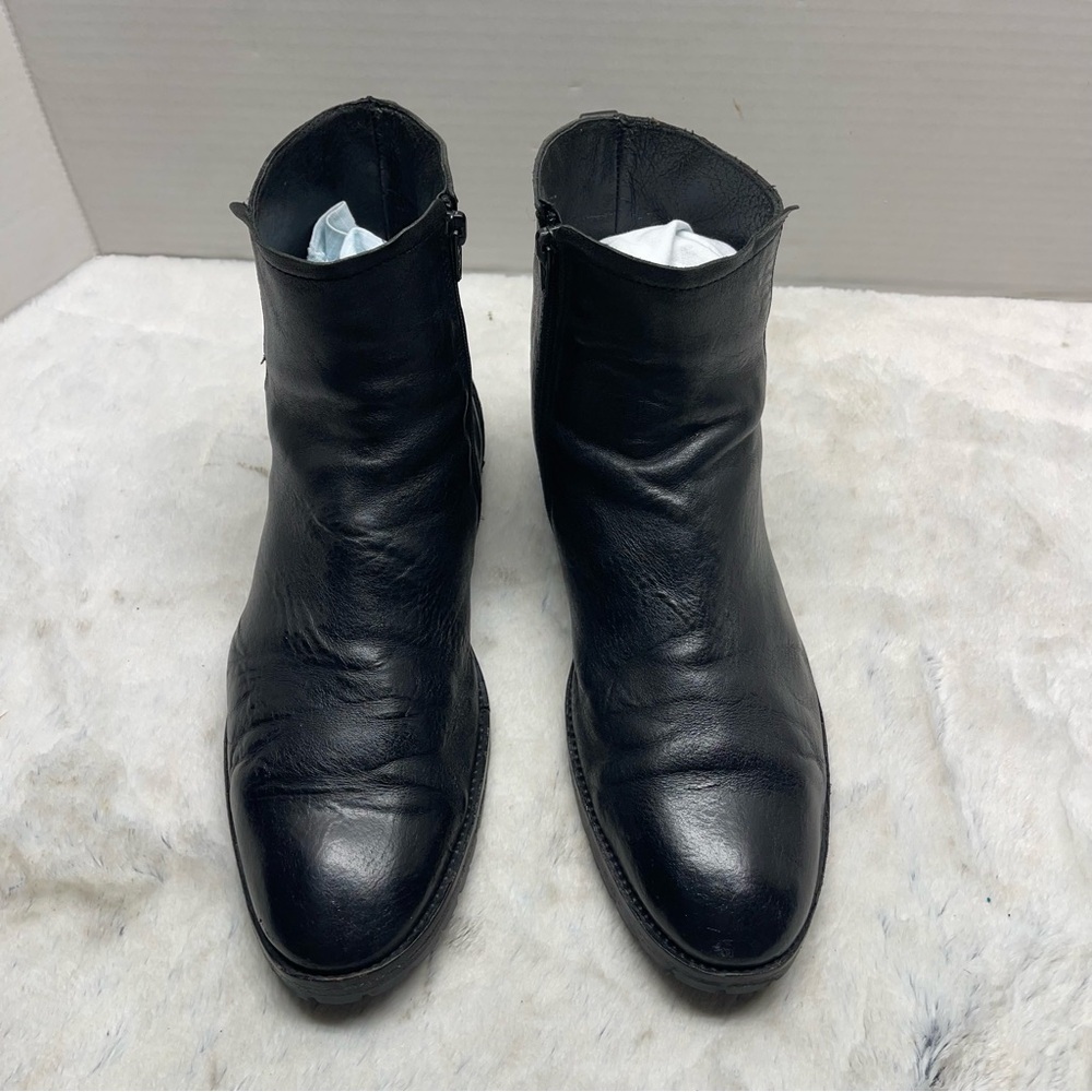 Vero Cuoio Mens Black Leather Almond Toe Made In Italy Size 8.5 - Picture 4 of 14